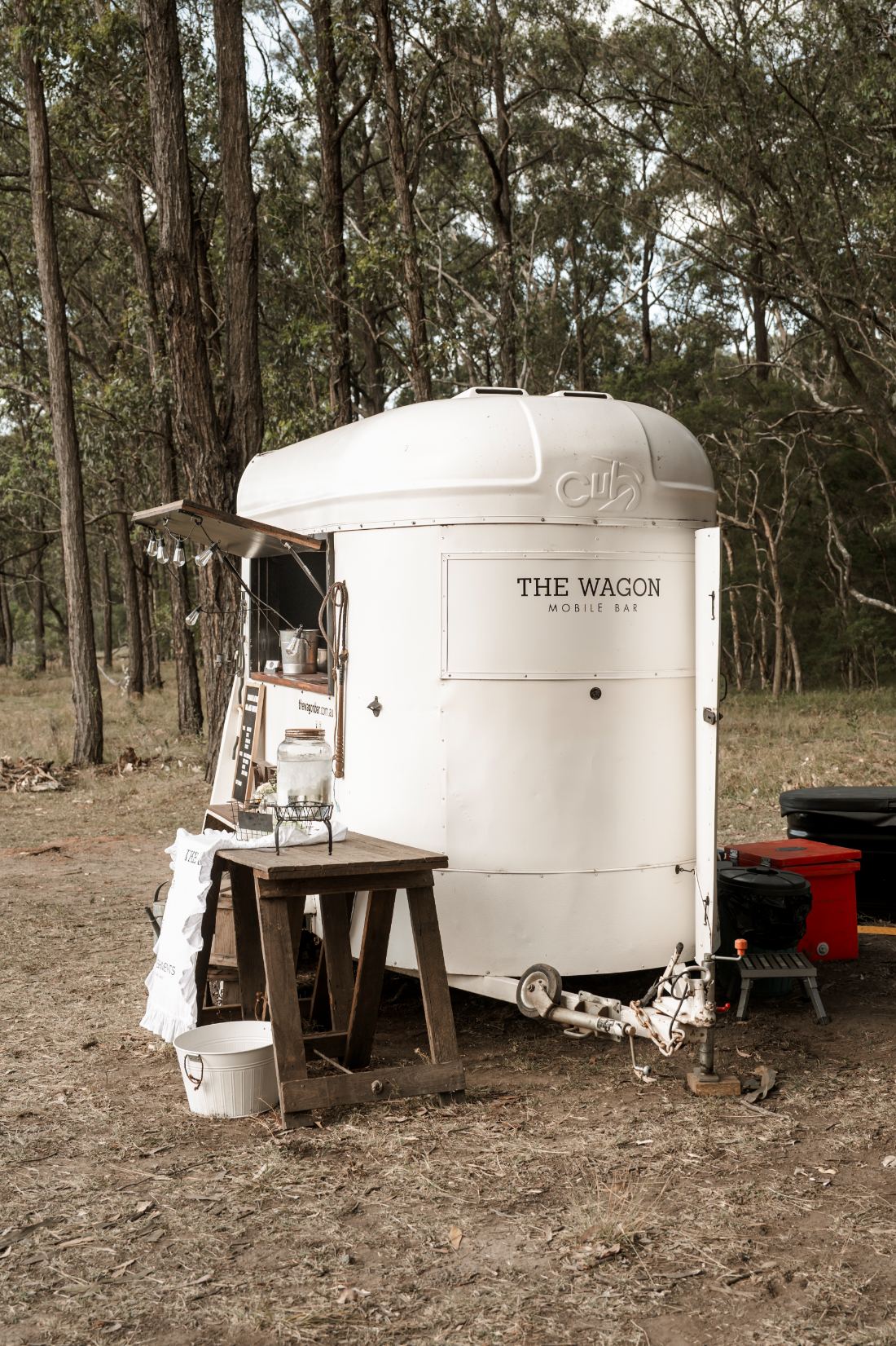 A horse float converted into a bar on the paddock